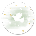 Sluitsticker duif met waterverf en hartjes