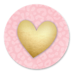 Gouden hart met roze panterprint