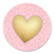 Gouden hart met roze panterprint