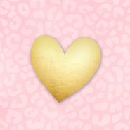 Gouden hart met roze panterprint