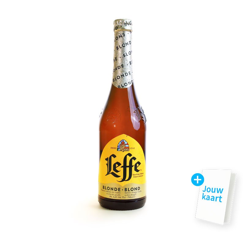 Grote fles Leffe Blond als cadeau
