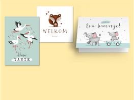 Geboorte felicitatiekaartjes met dieren