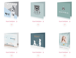 Kies een geboortekaartje uit de collectie