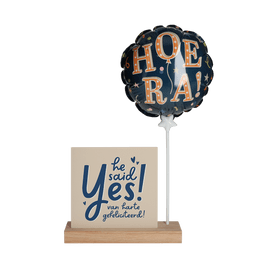 Mini ballon ‘Hoera!’ met kaarthouder