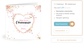 Gratis proefdruk communiekaart
