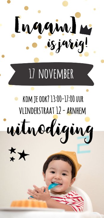 Hippe langwerpige uitnodiging kinderfeestje