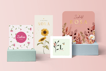 Geboortekaartjes met bloemen