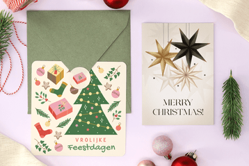 kerstkaarten met kerstwens bij kerstversiering