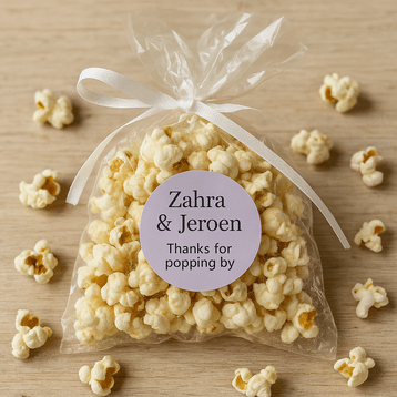 Popcorn trouwbedankje