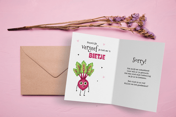 Kaartje met sorry tekst