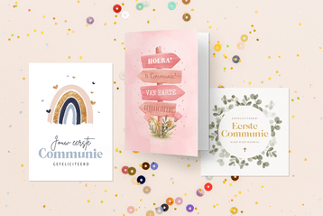 Kaartje met felicitatie voor communie