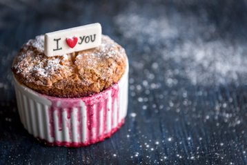 Cupcake met 'I love you' tekst erop