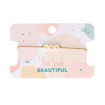 Armbandje ‘Hartjes’ (wit/goud)