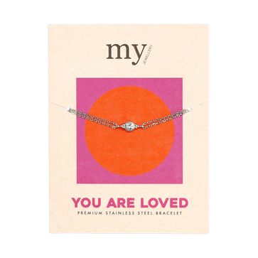 Moederdag armbandje met steentje (zilverkleurig)