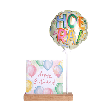 Mini ballon ‘Hoera!’ met kaarthouder