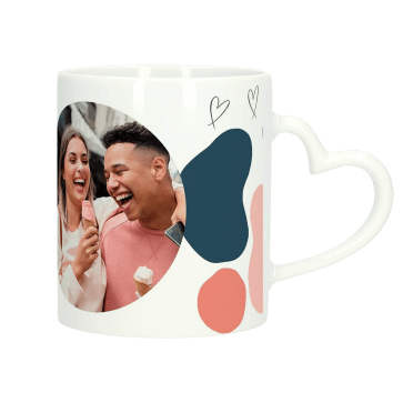 Gepersonaliseerde mok met hartvormig oor