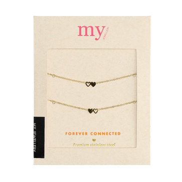 Set Moederdag armbandjes met hartjes (verguld)