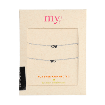 Set Moederdag armbandjes met hartjes (zilverkleurig)