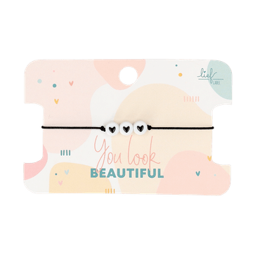 Armbandje ‘Hartjes’ (wit/zwart)