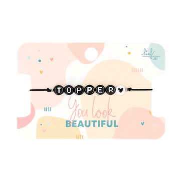 Armbandje 'Topper' (wit-zwart)