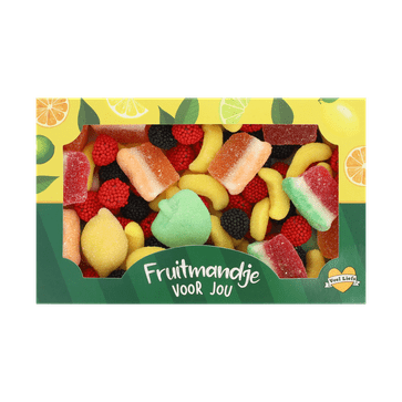 Snoepdoosje ‘Zoet fruitmandje’ (280 gram)
