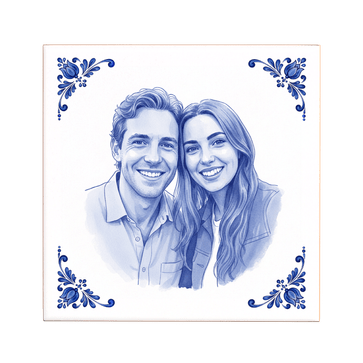 Delfts blauw tegeltje met foto (11x11)
