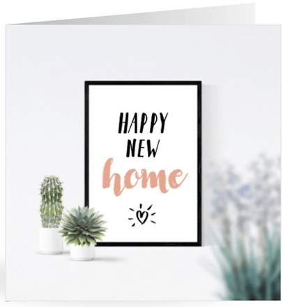 felicitatie happy new home posters en planten