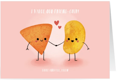 valentijnskaart "friend-chip" met chips illustratie