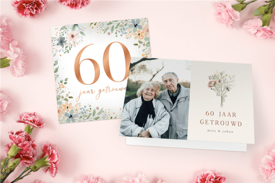 Kaart met 60 jaar getrouwd tekst