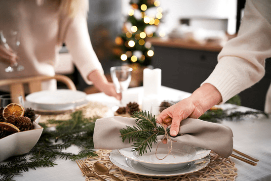 Kersttafel dekken