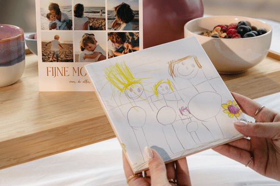 Moederdag tegeltje ontwerpen met foto of kindertekening