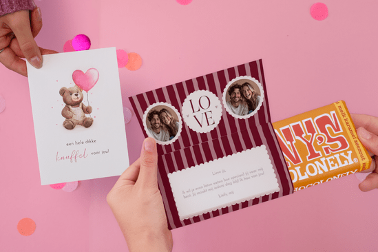 Gepersonaliseerde Tony's Chocolonely reep voor Valentijnsdag