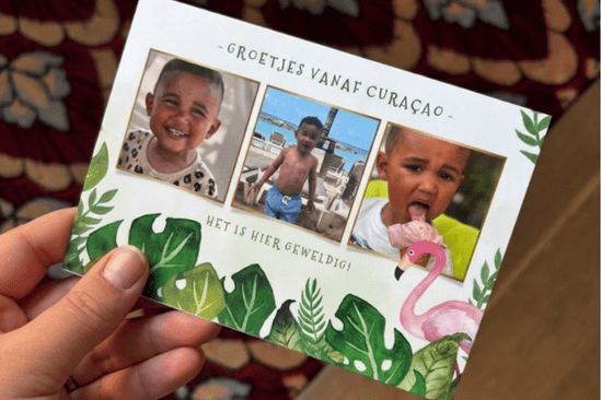 vakantiekaart met foto's van Curaçao