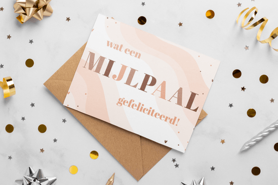 Kaartje met jubileum felicitatie