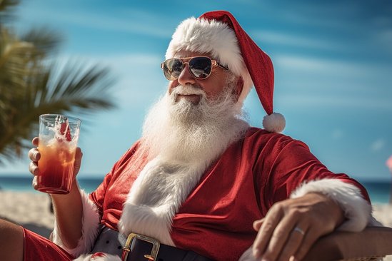 Kerstman op het strand