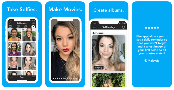 Buikfoto's maken selfie a day app