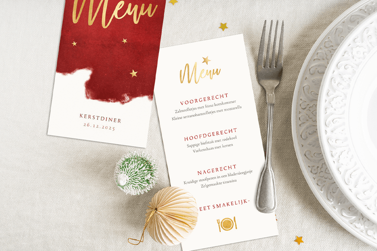 kerst menukaart rood