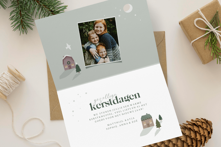 Kaart met tekst fijne feestdagen