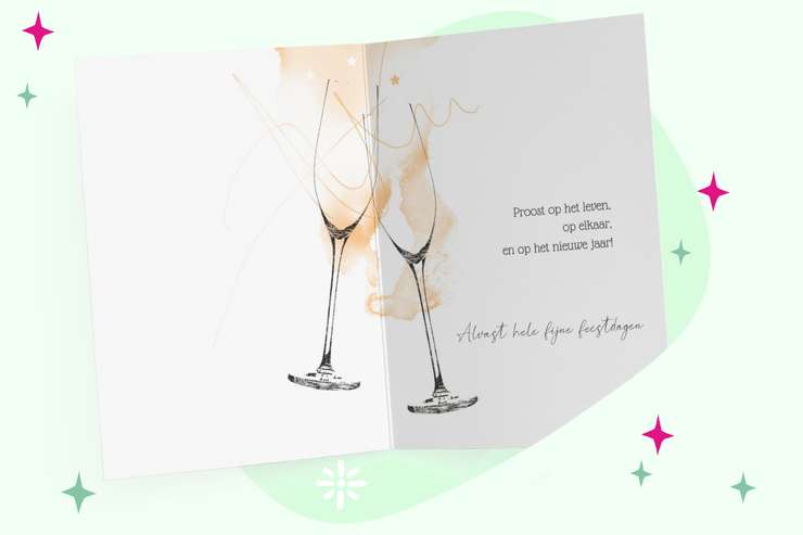 Open kaart met korte kerst wens