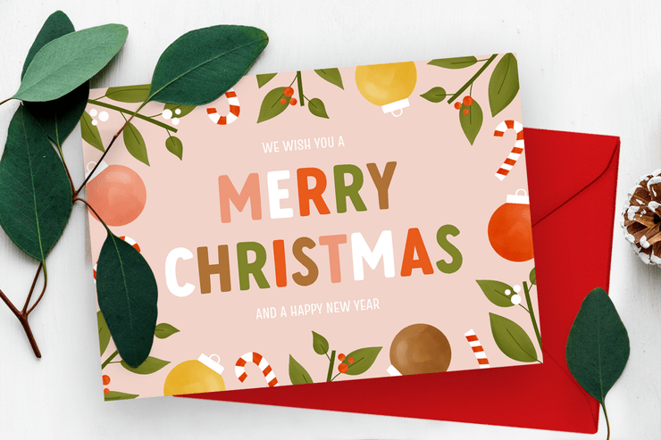 Kaart met korte kerstwens