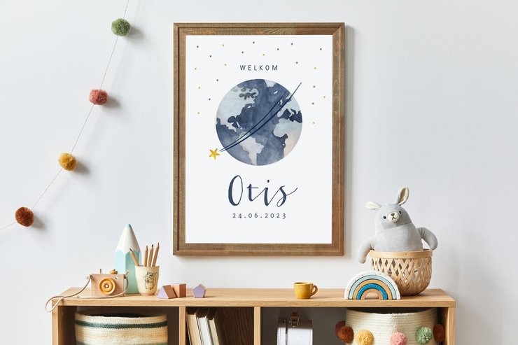 Cadeau idee poster met naam van de baby