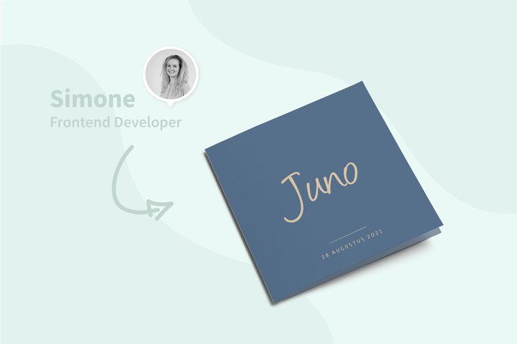 Geboortekaartje van collega Simone