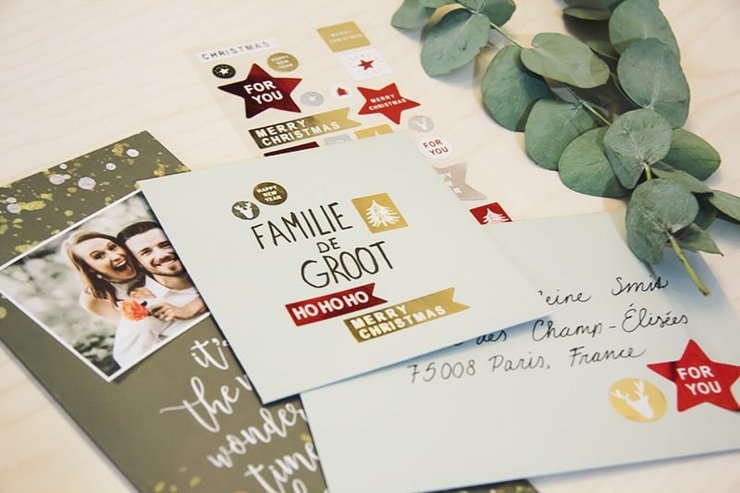 kerst envelop met stickers