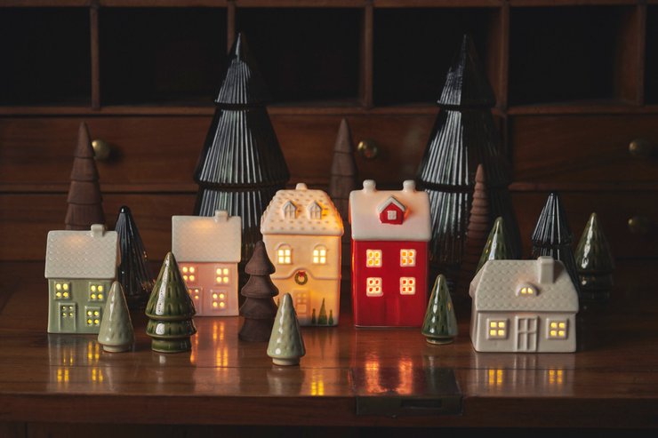 Kerstspullen bij Søstrene Grene, kersthuisjes