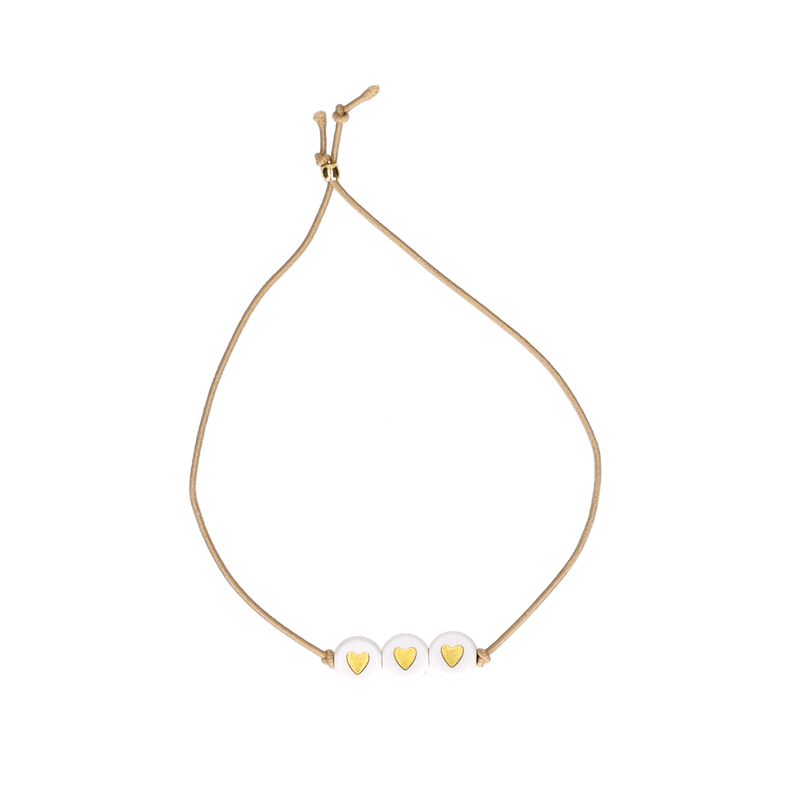 Armbandje ‘Hartjes’ (wit/goud)