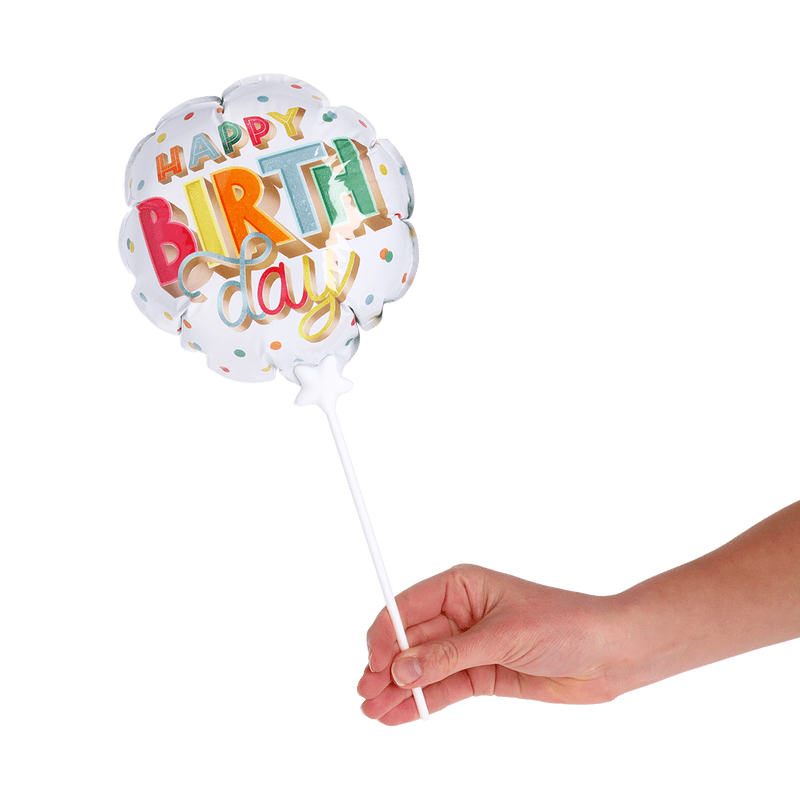 Mini ballon ‘Happy Birthday’ met kaarthouder