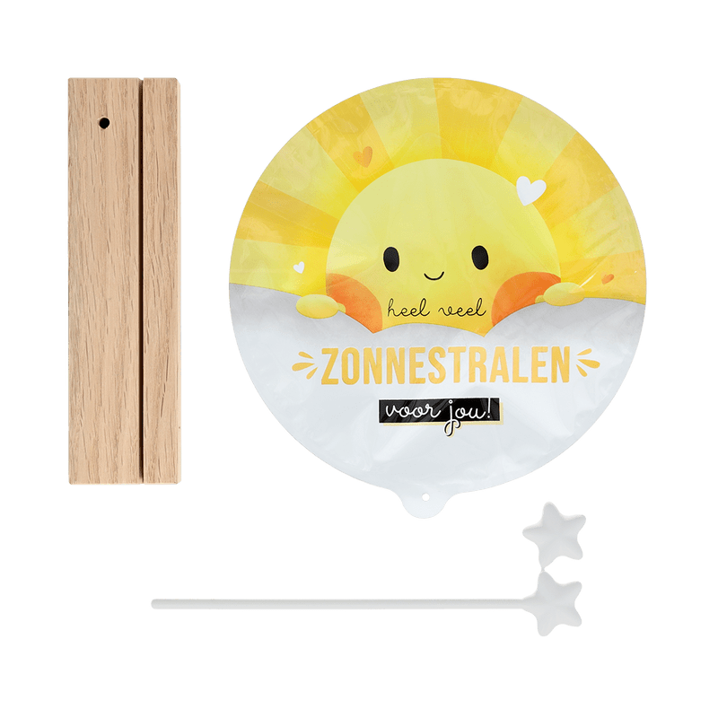 Mini ballon ‘Zonnestralen’ met kaarthouder