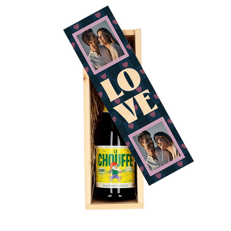 Bedrukte bier- of wijnkist Valentijn