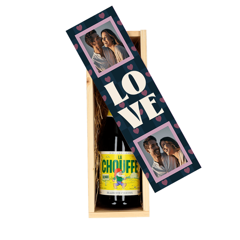 Bedrukte bier- of wijnkist Valentijn