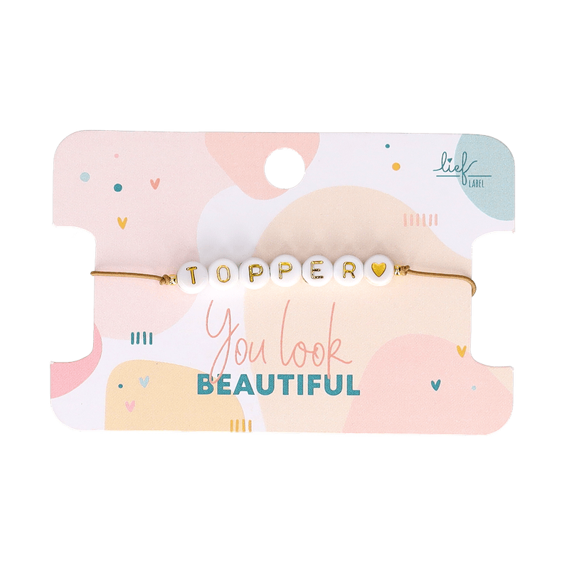 Armbandje 'Topper' (wit/goud)